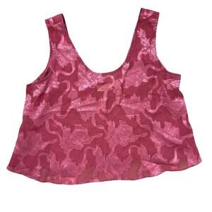 Vintage Victoria’s Secret Gold Label Satin Tank Top Pink Floral Size Large